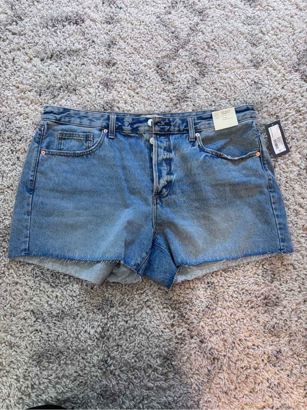 Classic High-Rise Denim Shorts in Blue